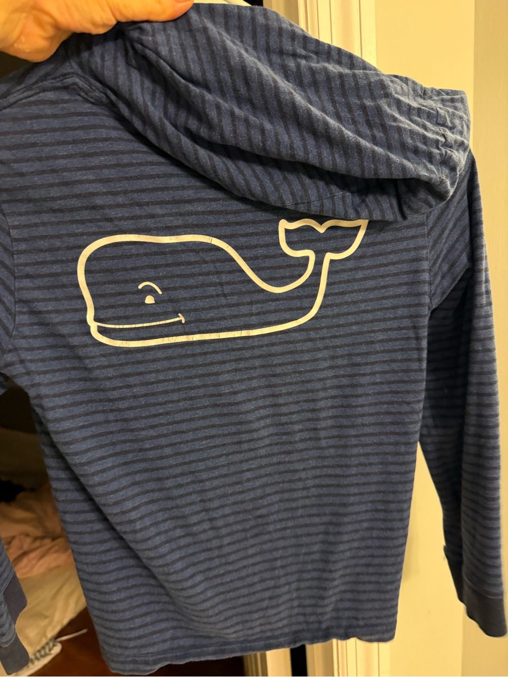Vineyard Vines Blue Striped Long Sleeve Hooded Tee - Picture 2 of 3